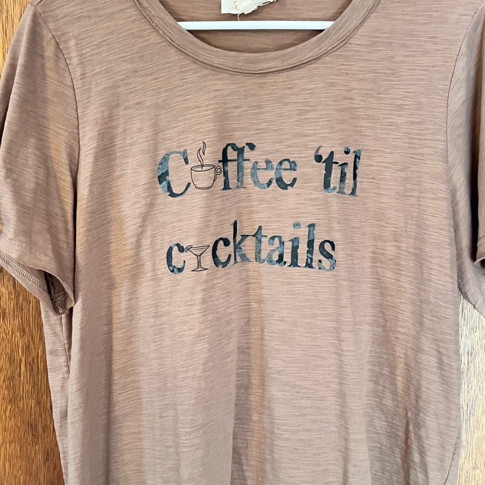 Listicle Taupe Graphic Tee with Script Label